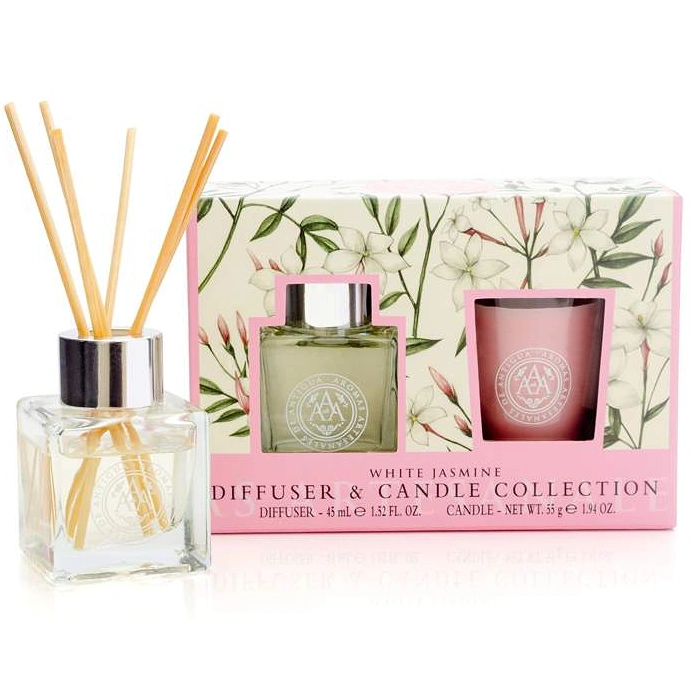 Aromas Artesanales de Antigua - White Jasmine Diffuser & Candle Gift Set
