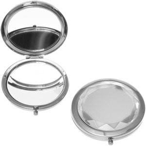 Clear Round Jewel Compact Mirror