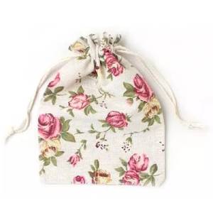 Floral Rose Print Drawstring Bag - Medium