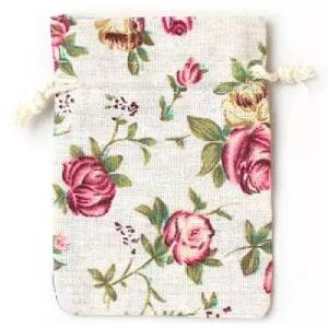 Floral Rose Print Drawstring Bag - Small