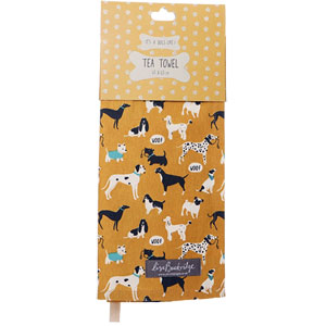 It's A Dogs Life - Mustard Tea Towel 