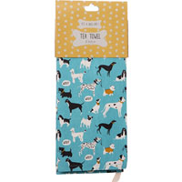 Lisa Buckridge Shruti Designs - It's A Dogs Life - Blue Tea Towel 